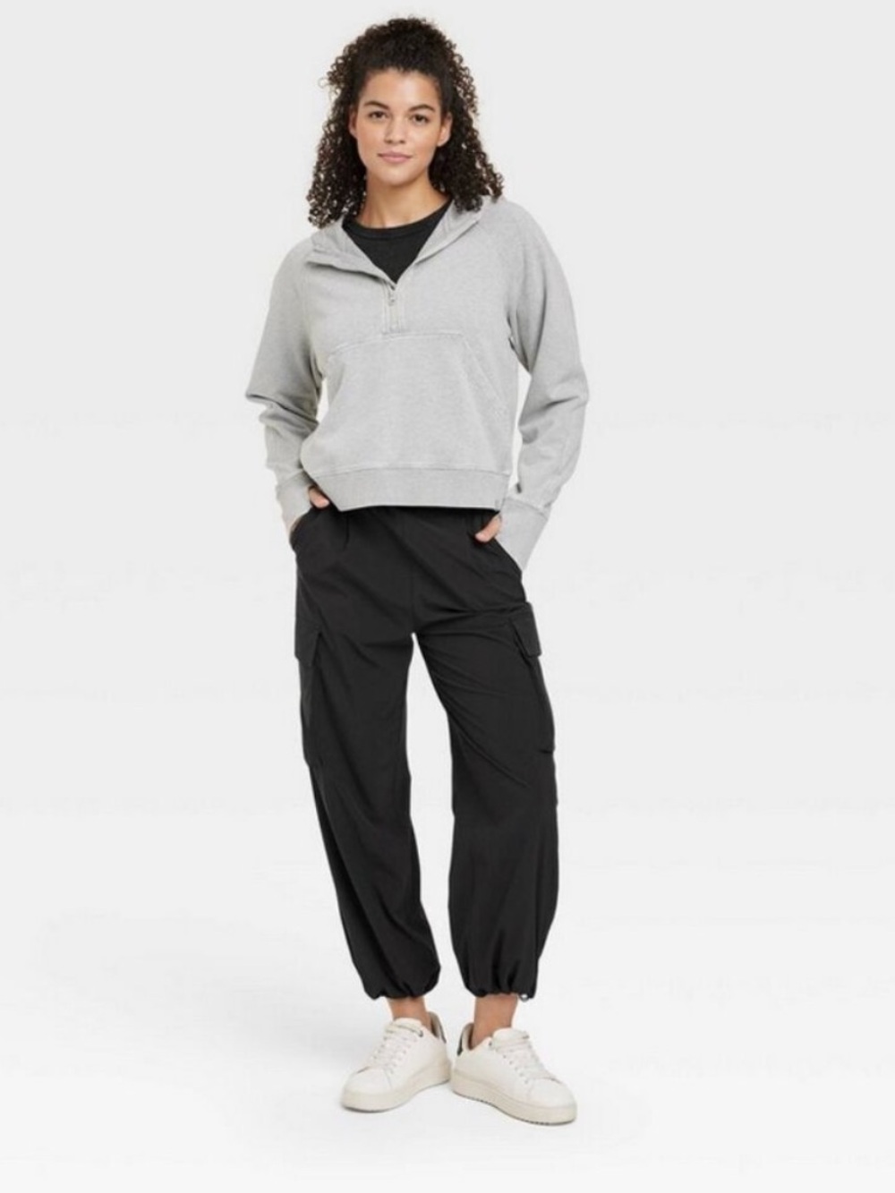 JoyLab Black Cargo Joggers with Elastic Cinch Ankles